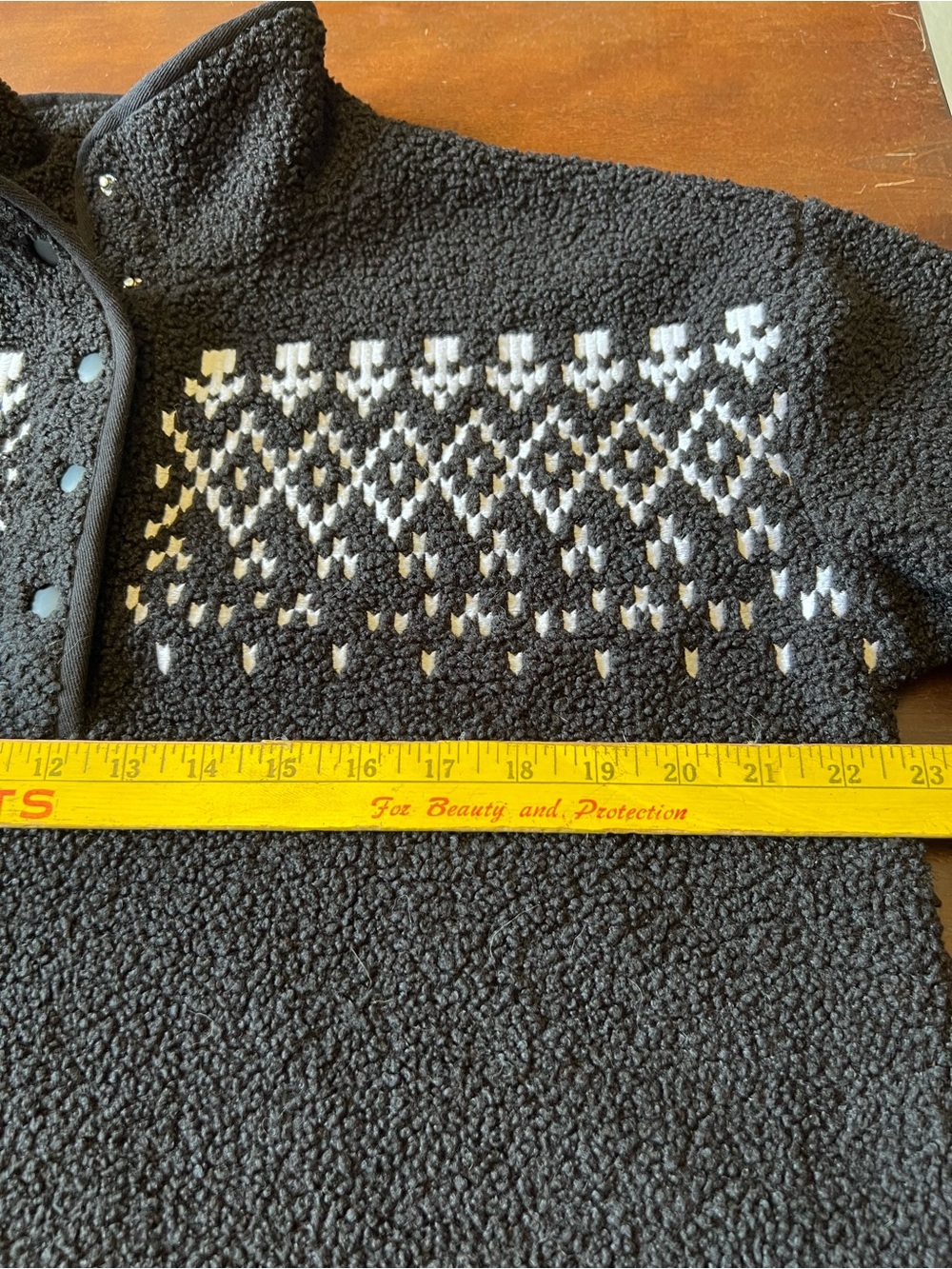 New LOFT Cozy Sherpa Fair Isle Black Pullover L - Picture 7 of 11